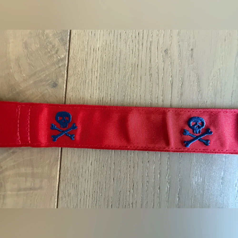 Boys Vinyard Vines Red with Blue Skull Embroidered Belt